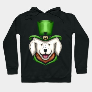 Cute White Dog Golden Retriever Green Hat St Patricks Day Hoodie